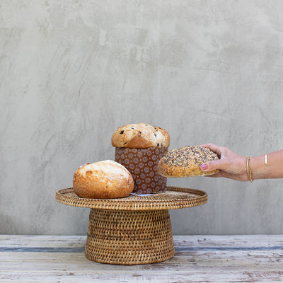 Bandeja Pedestal Ratán Myanmar – 38 cm