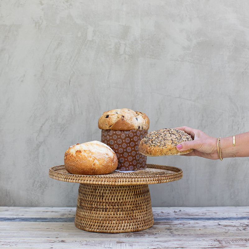 Bandeja Pedestal Ratán Myanmar – 38 cm