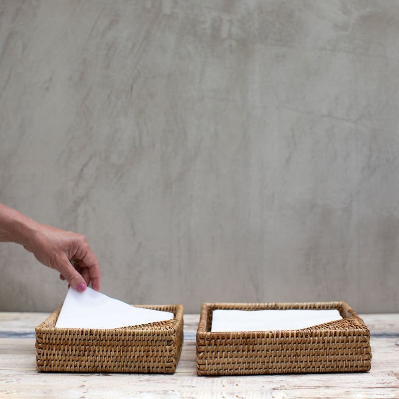 Porta Servilletas Ratán Natural – Grande y Mediano - Venta Unidad