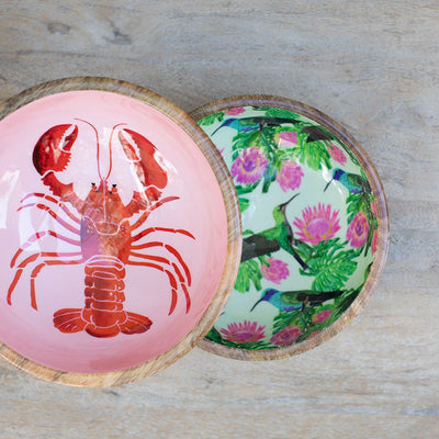 Bowl de Madera de Mango con Diseño de Colibríes