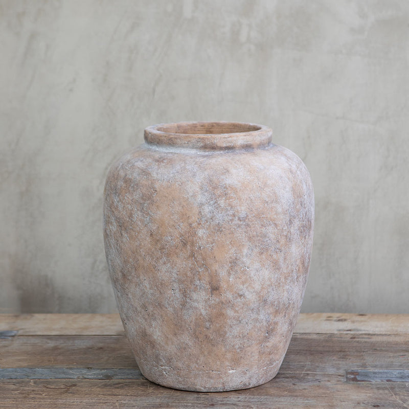 Jarrón Bruma L – Decoración Rústica de Terracota Envejecida