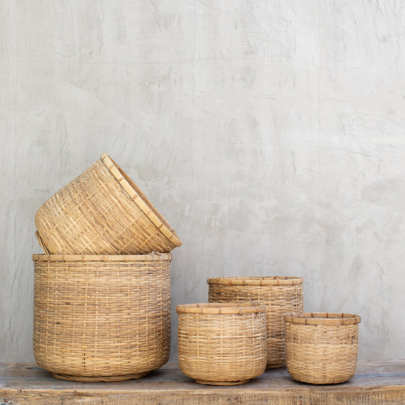 Canasto de Bambú Natural  Mai con Forro Interior – 5 Tamaños Disponibles