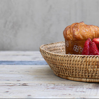 Canasto Redonda Ratán Natural — 30 cm