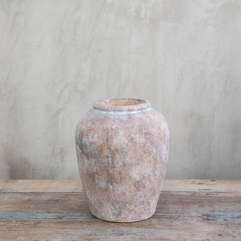 Jarrón Bruma M – Decoración Rústica de Terracota Envejecida