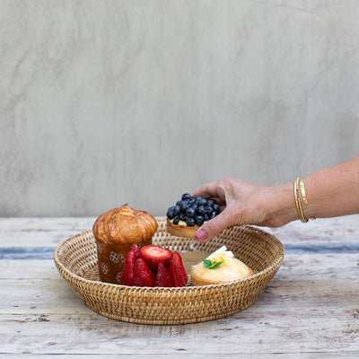 Canasto Redonda Ratán Natural — 30 cm