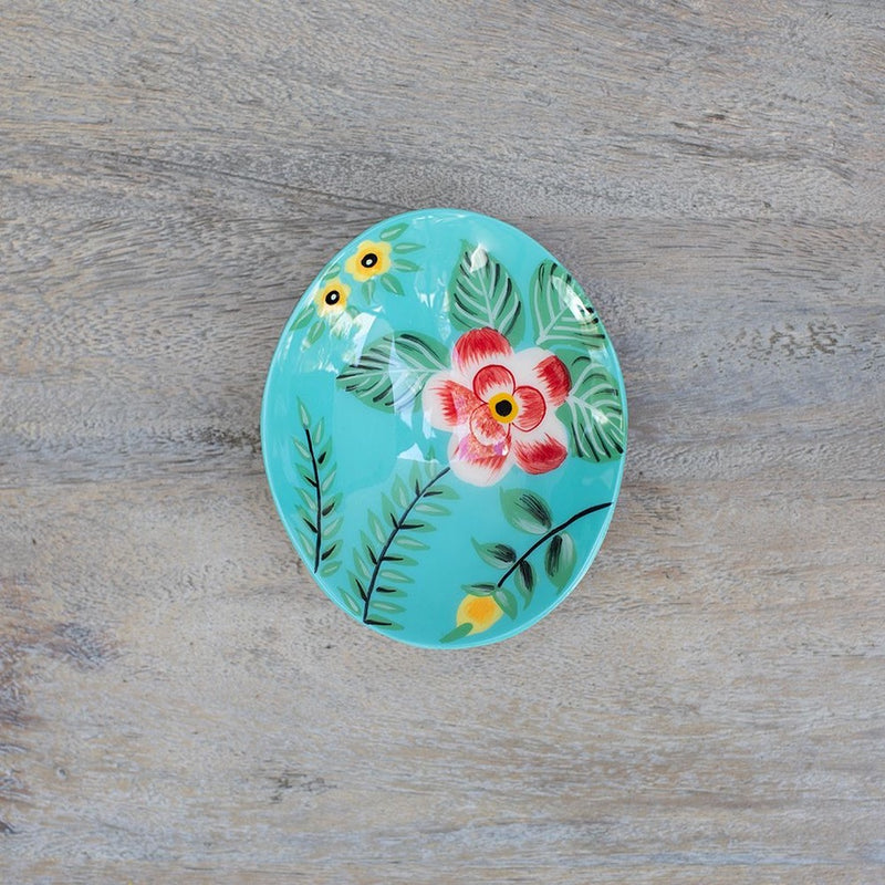 Plato Loto Madera Mango Pintado a Mano