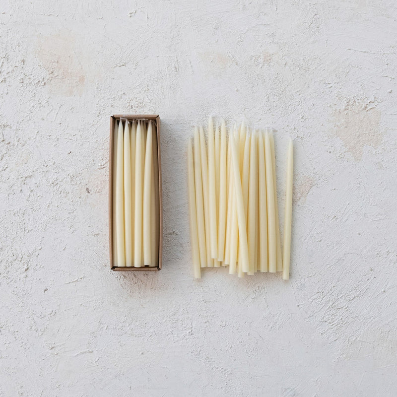 Set de 24 Velas Delgadas Marfil – Sin Aroma