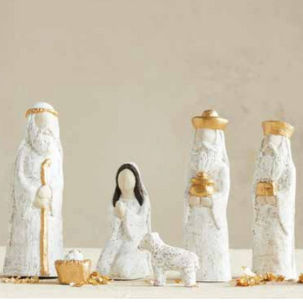 Pesebre Artesanal Pintado a Mano – Set de 8 Piezas