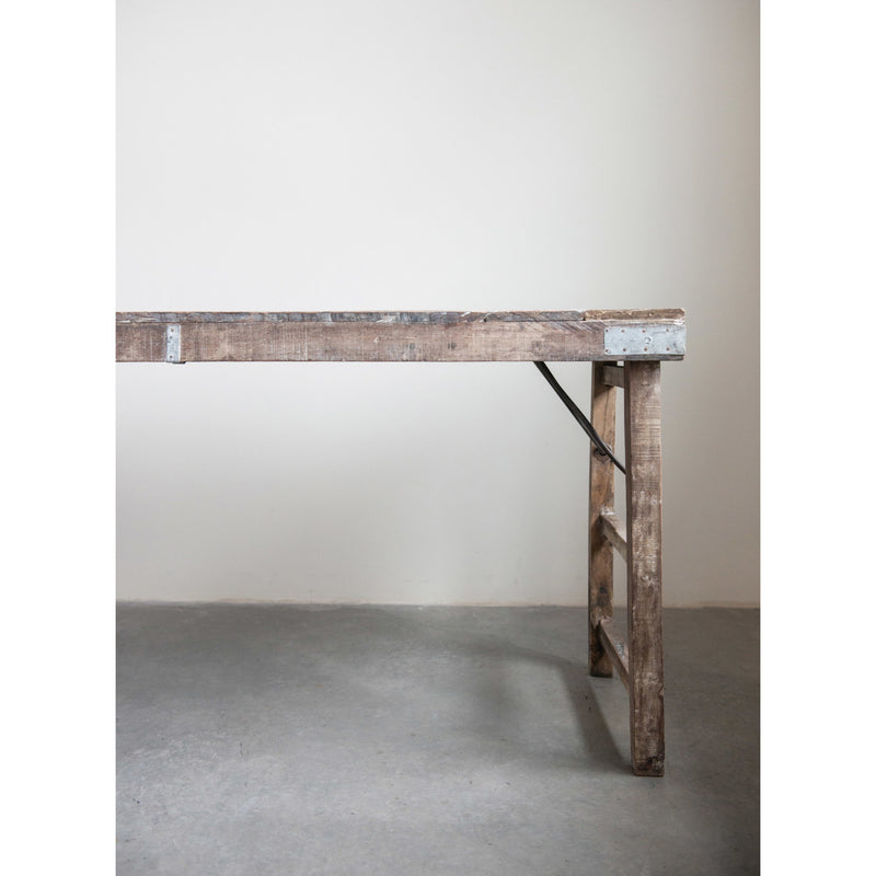 Mesa Madera Reciclada Larga Natural