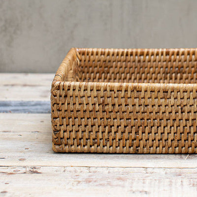 Caja Rectangular Ratán Mediana con Mangos - Colección Ratán Myanmar