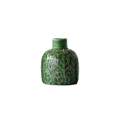 Set de 3 Jarrones de Ceramica Repujada Verde