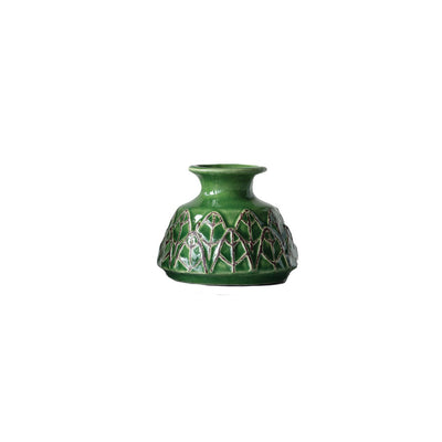 Set de 3 Jarrones de Ceramica Repujada Verde