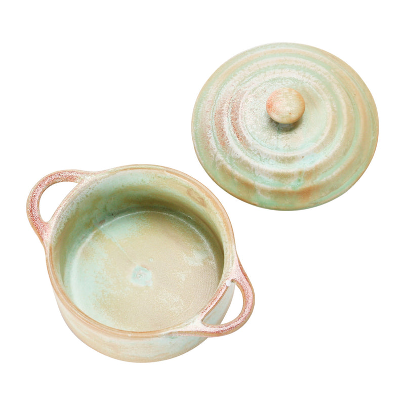 Olla de Ceramica con Tapa Vintage