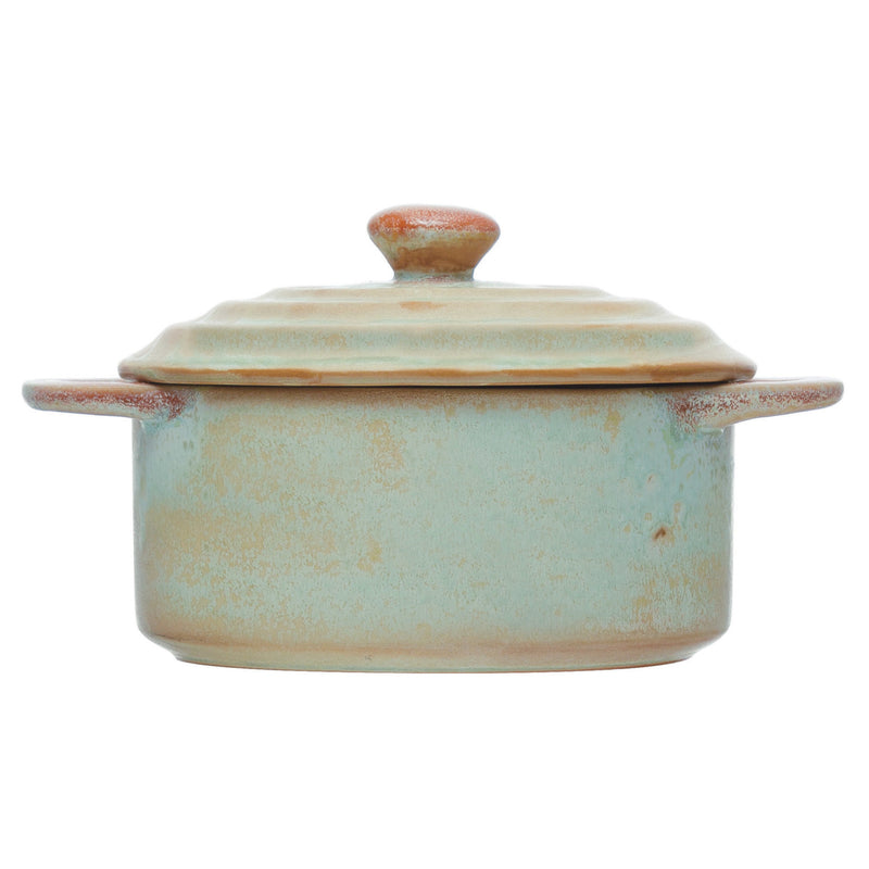 Olla de Ceramica con Tapa Vintage