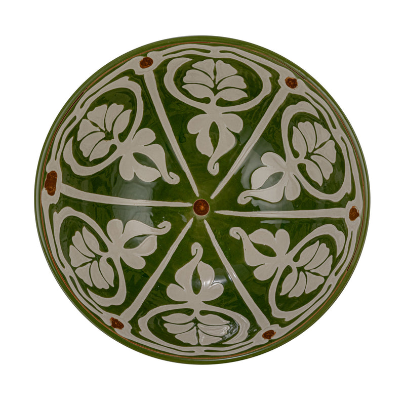 Cuenco de Gres Pintado a Mano – Verde y Marrón