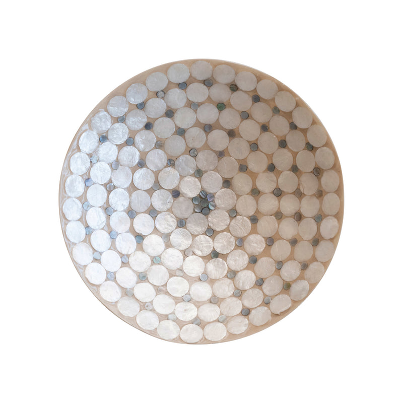 Fuente Decorativa de Resina y Capiz – Blanca y Natural