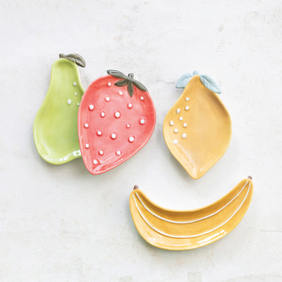Plato de Cerámica gres con forma de Frutas 4 Estilos - Venta por Unidad