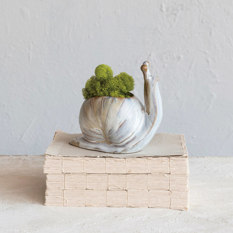 Jarrón/Jardinera de Cerámica con Forma de Caracol
