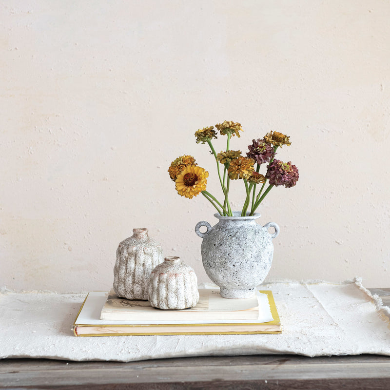 Jarrones de Terracota con Relieve – Set de 2