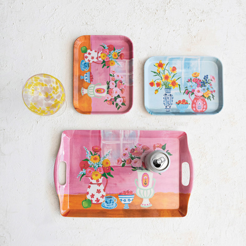 Bandeja de Fibra de Bambú con Diseño Floral – 2 Estilos - Unidad