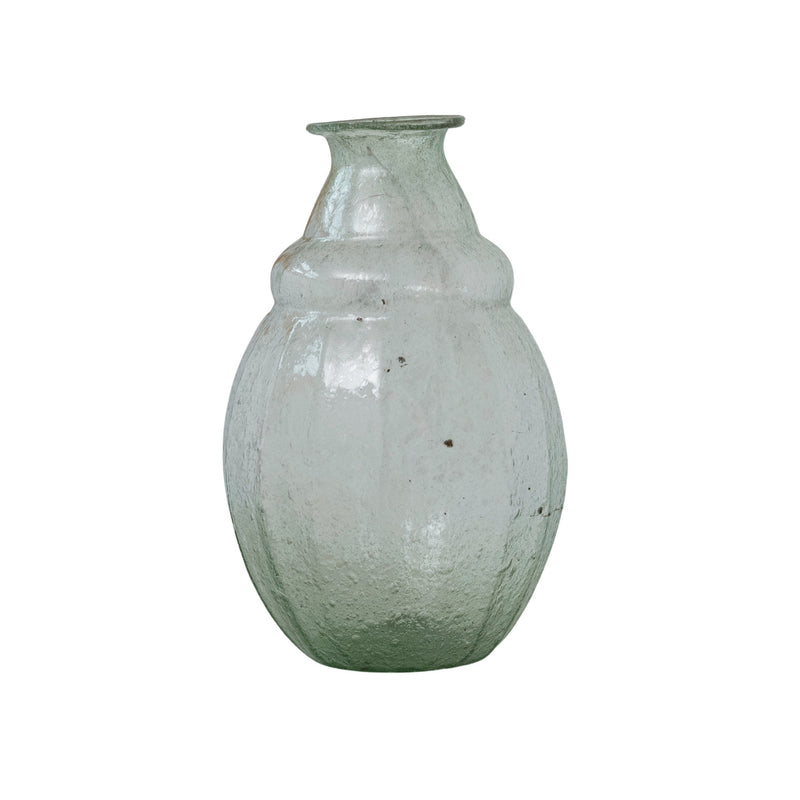Jarrón de Vidrio Soplado con Burbujas – Verde