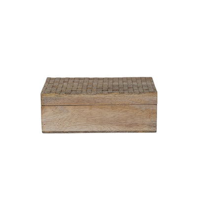 Caja Tallada en Madera de Mango – Natural