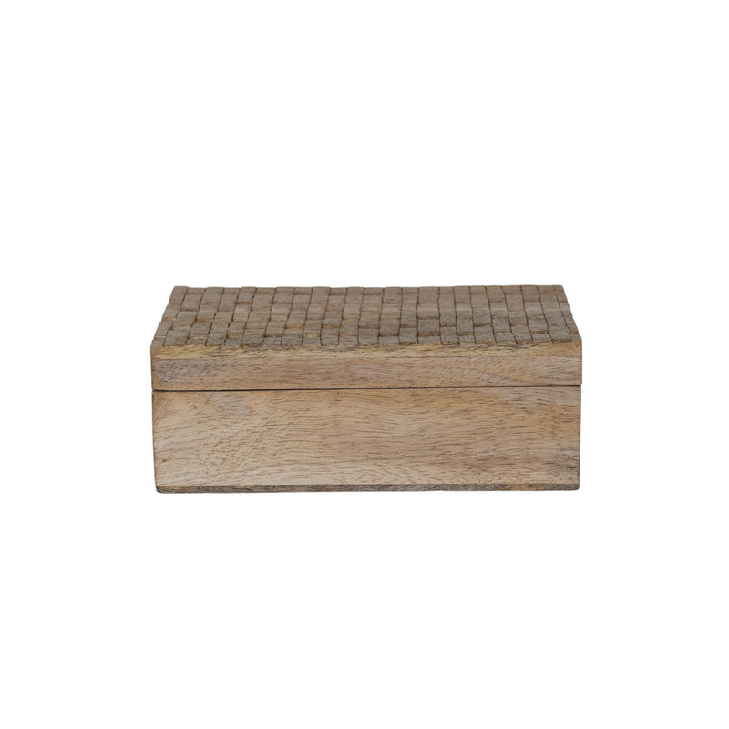 Caja Tallada en Madera de Mango – Natural