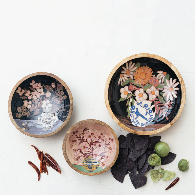 Set 3 Fuentes Madera Pintadas