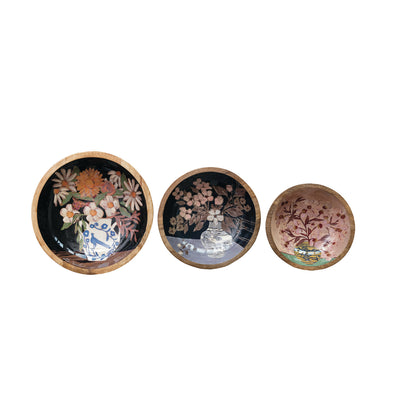 Set 3 Fuentes Madera Pintadas