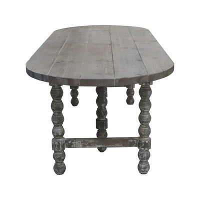 Mesa de Madera Reciclada Blanqueada Ovalada