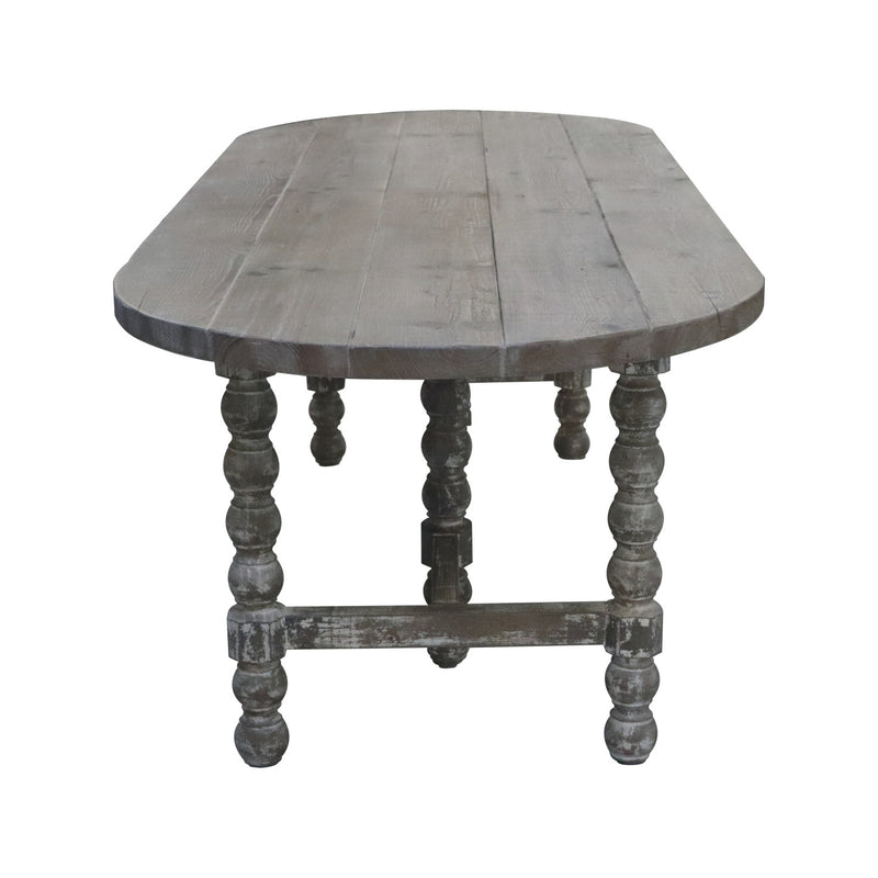 Mesa de Madera Reciclada Blanqueada Ovalada