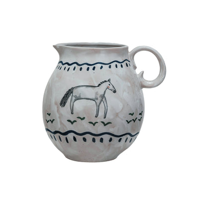 Jarra de Céramica Pintada a Mano con Diseño de Caballo – 2,5 L
