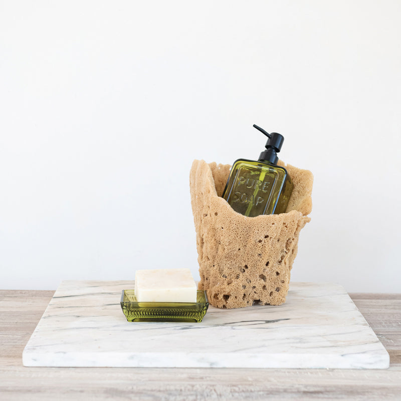 Dispensador de Jabón de Vidrio Prensado con Bomba “PURE SOAP” – Verde Oliva