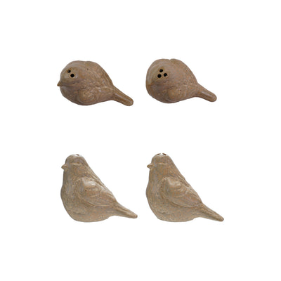 Salero y Pimentero de Gres Repujado Pajaritos  – Set de 2