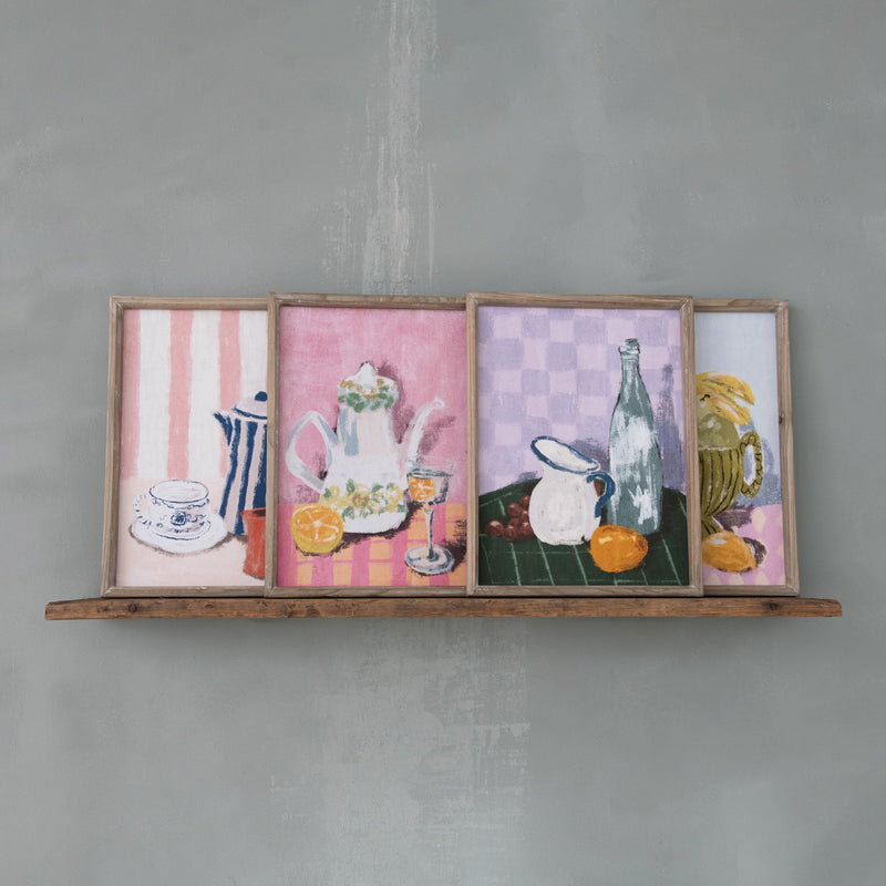 Cuadro con Marco de Madera, MDF y Vidrio – Bodegón de Cocina 4 Estilos - Venta por Unidad