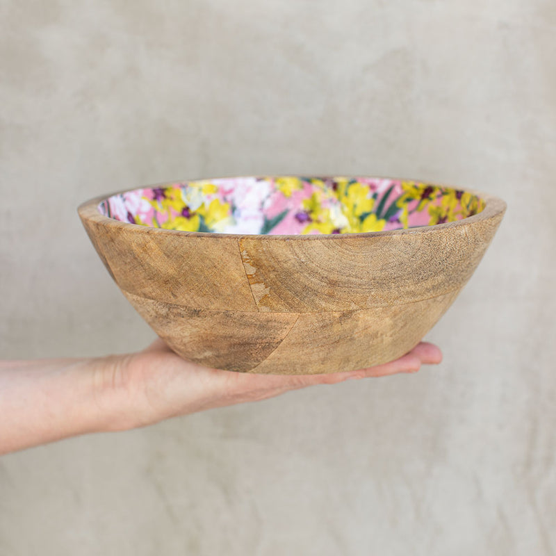 Bowl de Madera de Mango con Diseño Floral