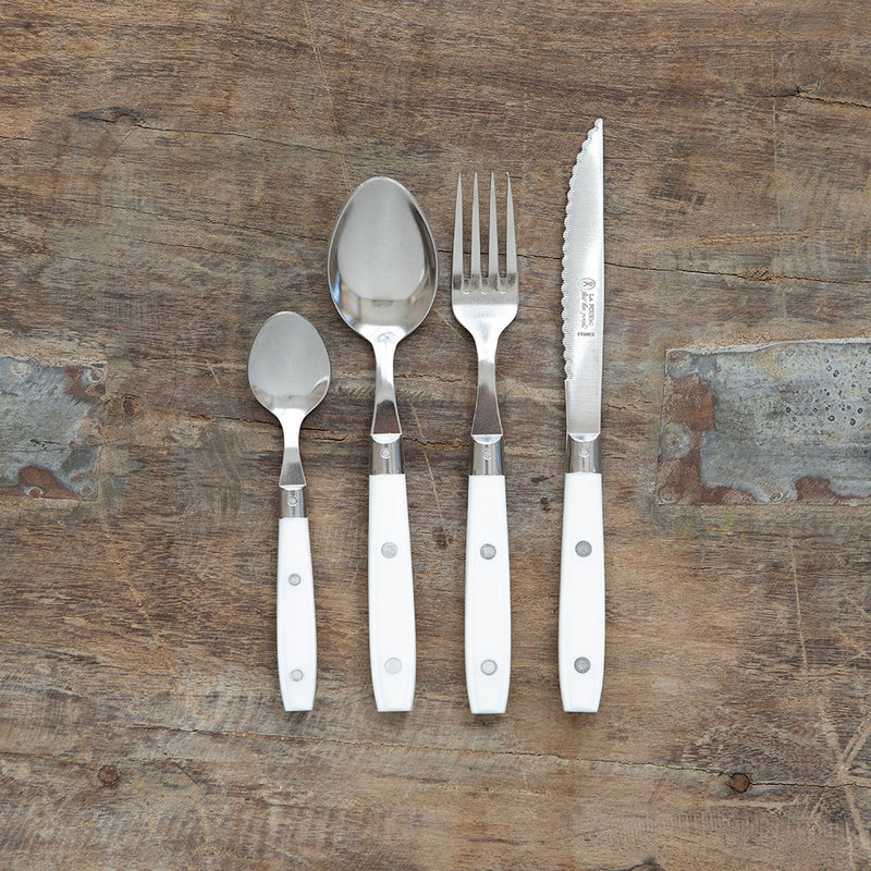Set de 4 Cubiertos Laguiole Jean Néron – Mango Blanco en Resina y Acero Inoxidable