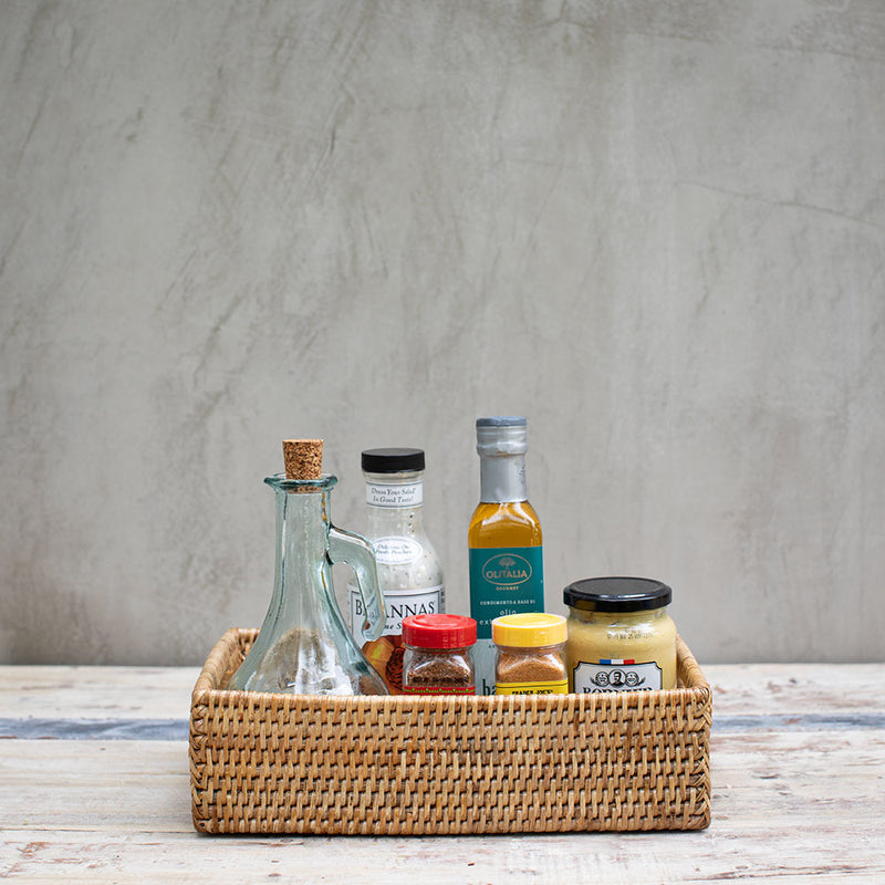 Caja Rectangular Ratán Mediana con Mangos - Colección Ratán Myanmar