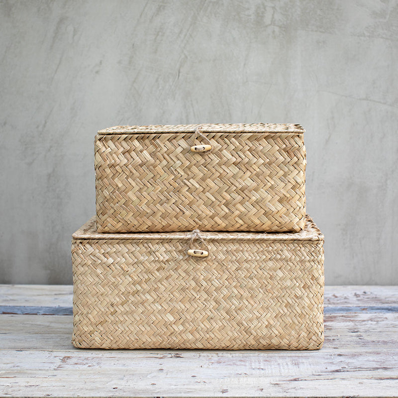 Caja Rectangular Con Tapa Leaf 2 Tamaños