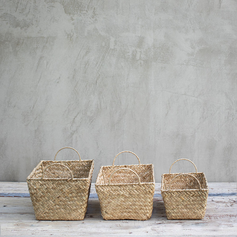 Canasto Rect. Leaf Con Mango 3 Medidas