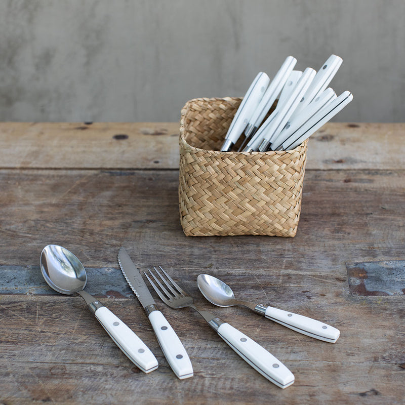 Set de 4 Cubiertos Laguiole Jean Néron – Mango Blanco en Resina y Acero Inoxidable