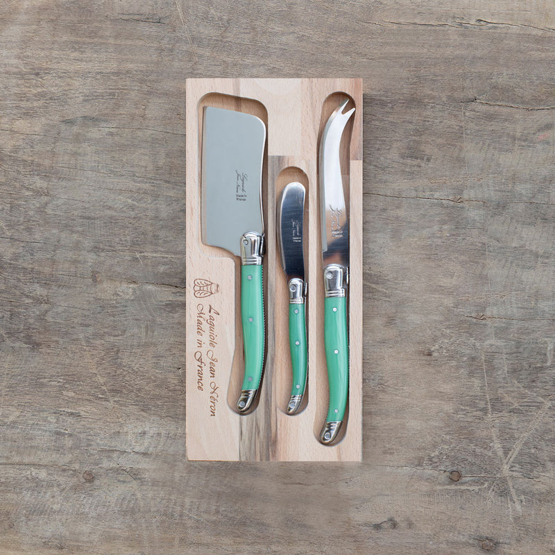 Set Quesos 3 unidades Laguiole Green – Set De 3 Utensilios Para Queso en Acero Inoxidable Francés
