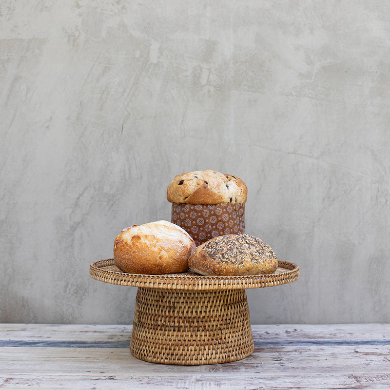Bandeja Pedestal Ratán Myanmar – 38 cm