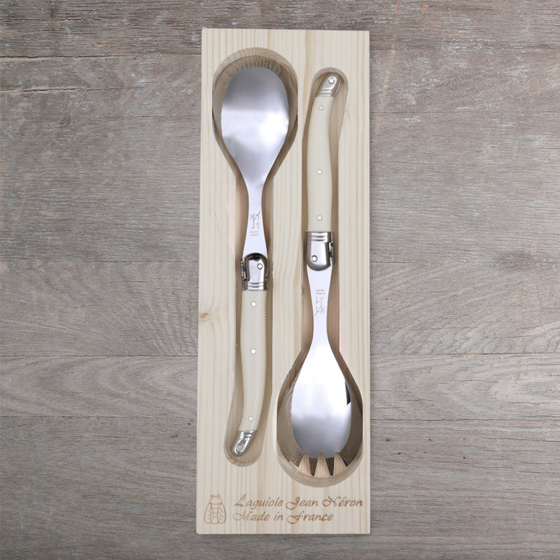 Set Servir Laguiole Blanco – Set De Servir en Mango Tono Blanco • Acero Inoxidable Francés