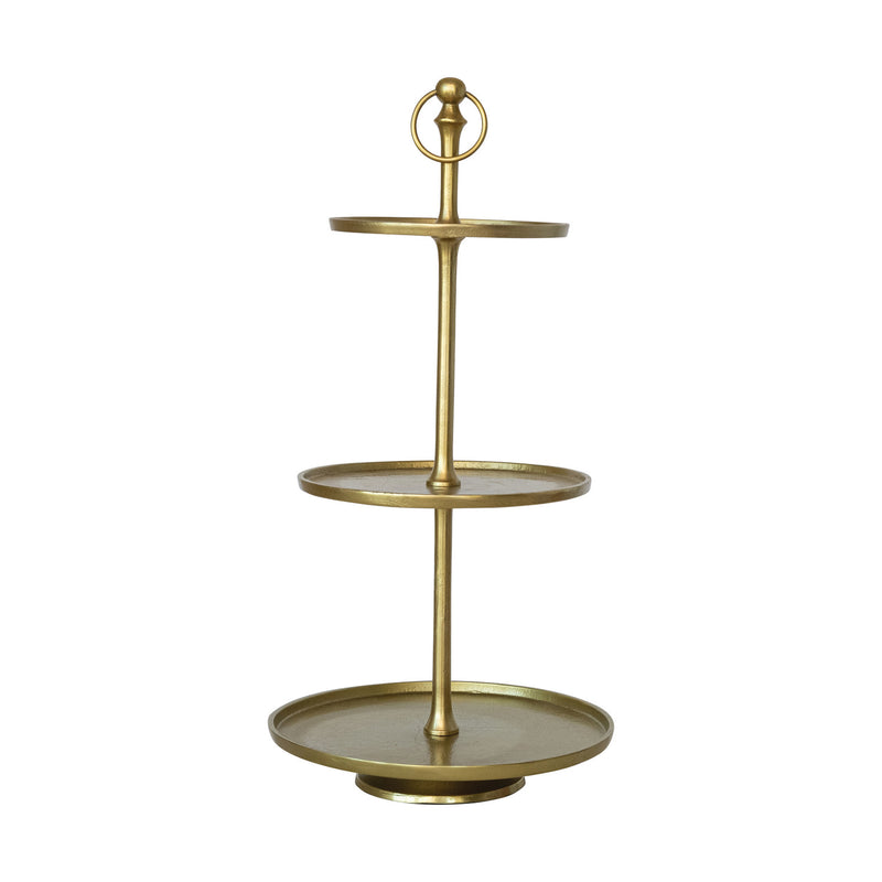 Bandeja de Exhibición de 3 Niveles – Metal Dorado